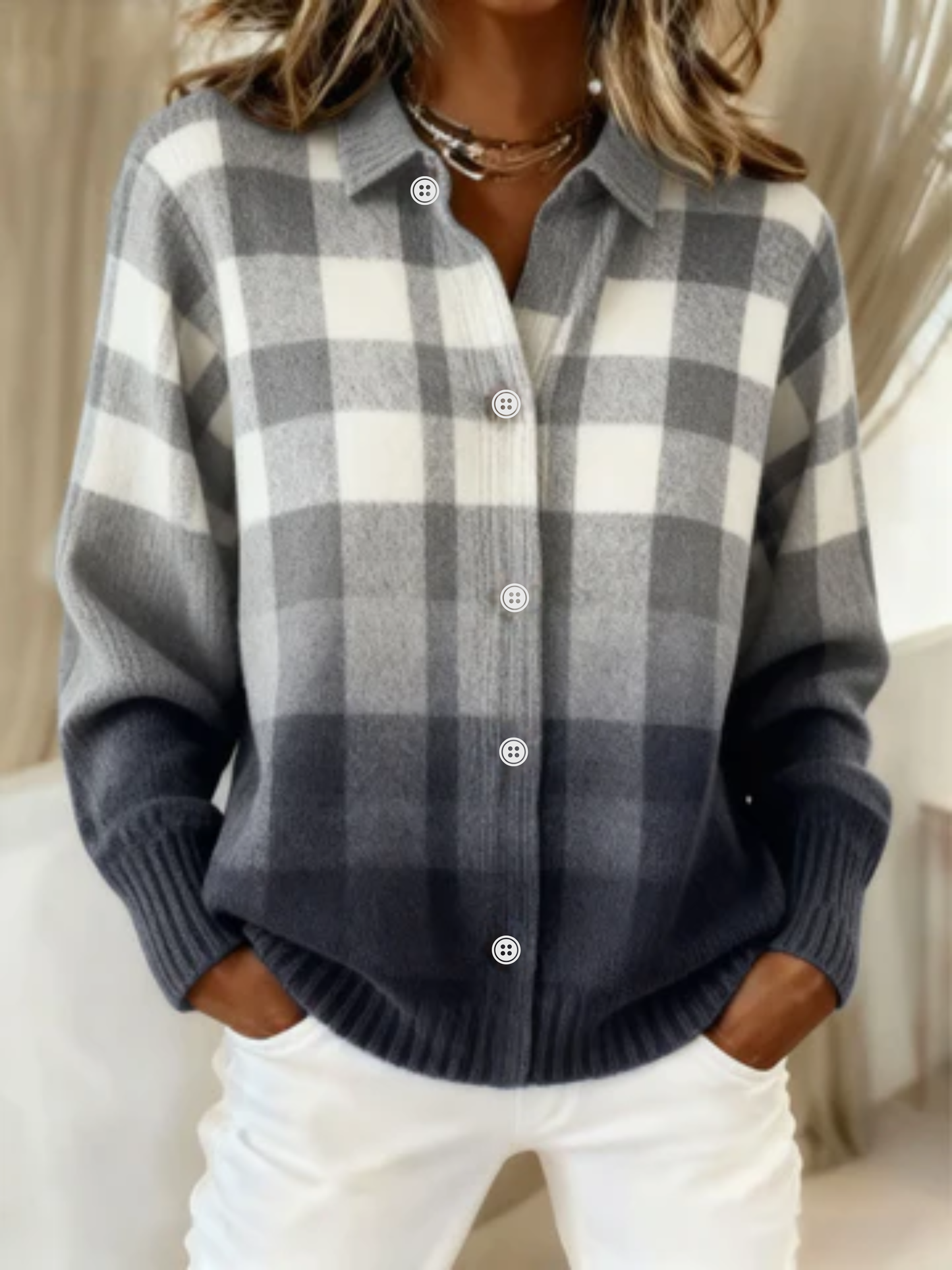 MARIELLE™ - CHECKED HOODIE BLOUSE