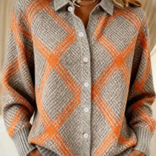 CHRISTELLE™ - CHECKED BLOUSE MADE FROM WARM, SOFT HOODIE MATERIAL