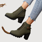 TESSA – LACE-UP MID-HEEL ANKLE BOOTS