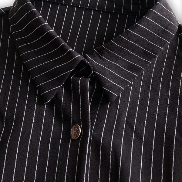 POPPY | BLACK PINSTRIPE SHIRT DRESS