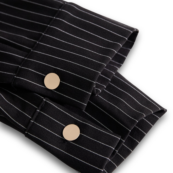 POPPY | BLACK PINSTRIPE SHIRT DRESS