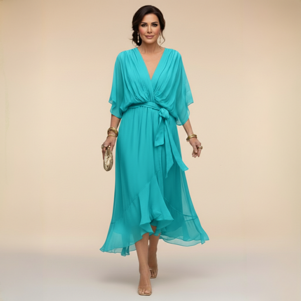 Monica - Chiffon dress with V-neckline