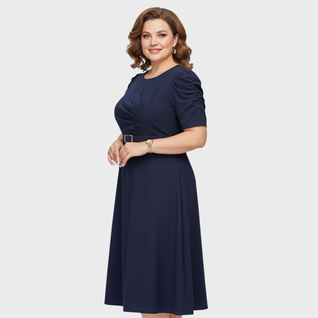 HARRIET BLOOM | SOFT-TOUCH RUCHED MIDI DRESS