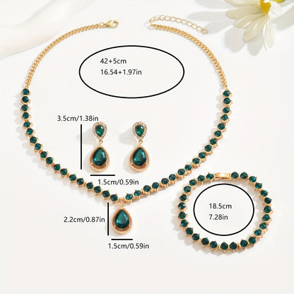 ELEGANT GEOMETRIC CRYSTAL JEWELRY SET