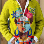 ONA | OIL PAINTING FREDA PORTRAIT ART PRINTED BUTTONED CARDIGAN