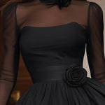 ISLA MINI DRESS WITH BLACK TULLE ACCENTS AND PUFF SKIRT