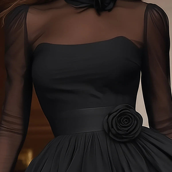 ISLA MINI DRESS WITH BLACK TULLE ACCENTS AND PUFF SKIRT