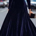 ELOWON | NAVY BLUE LONG-SLEEVE MIDI DRESS