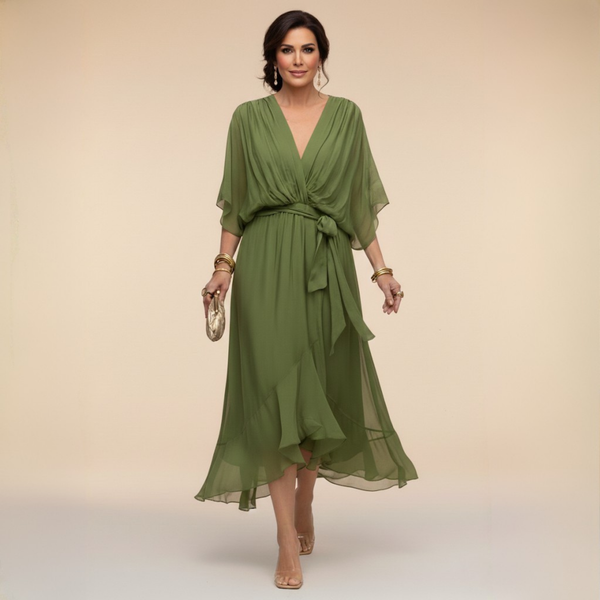 Monica - Chiffon dress with V-neckline