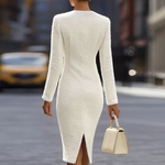 ANTIGONE | IVORY TWEED MIDI DRESS