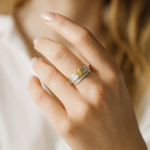 Josephine - Vintage gold heart silver ring