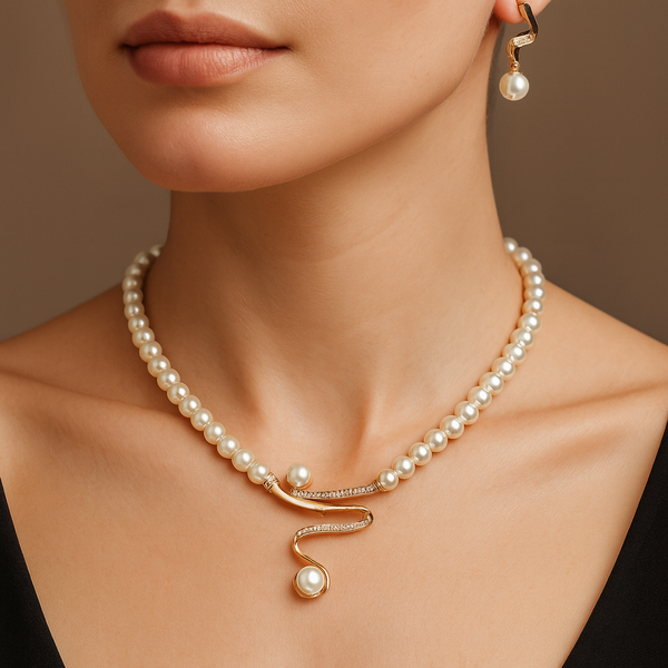 Fabienne – Collier di perle naturali + set di orecchini