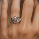 Karla - Asymmetrical Vintage Gold and Silver Ring with Zirconia