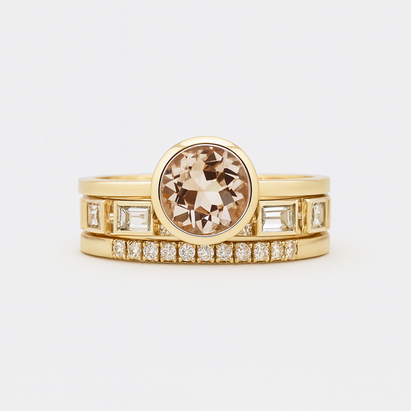 Colette – Set of Gold Rings with Crystal
