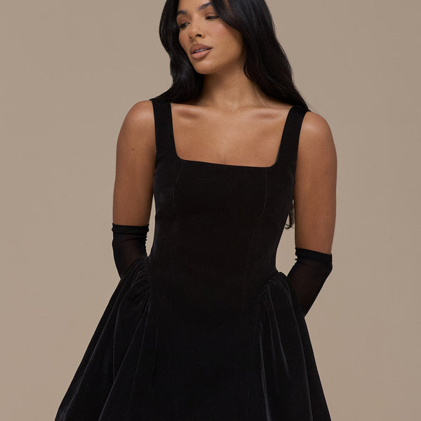 LUCKY | MINI BLACK VELVET DRESS