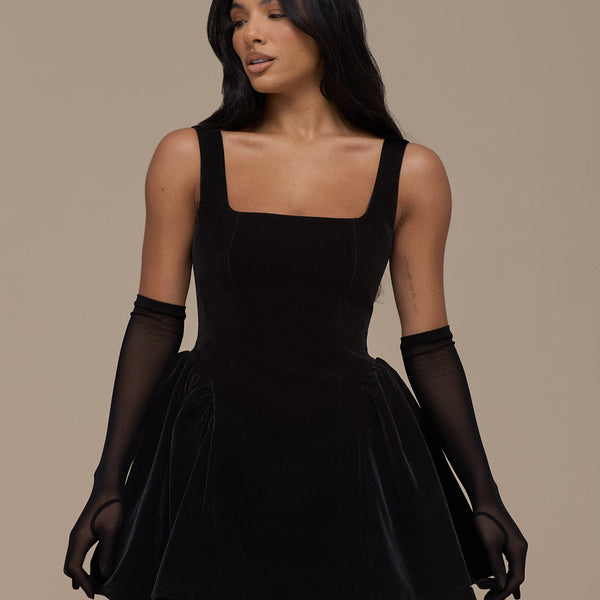 LUCKY | MINI BLACK VELVET DRESS