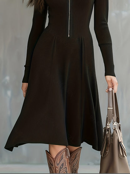 ZINNIA | ZIPPERED LONG SLEEVE DRESS WITH STRETCH FABRIC