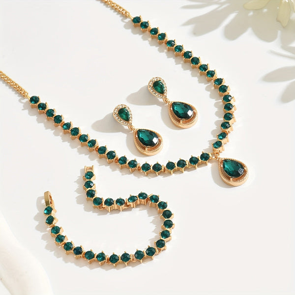 ELEGANT GEOMETRIC CRYSTAL JEWELRY SET