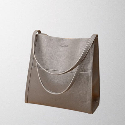Valérie Dupré - Solid color simple genuine leather shoulder bag