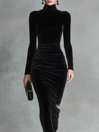SOPHIA | BLACK VELVET FITTED DRESS