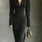 OFELIA | ELEGANT V-NECK LONG SLEEVE MAXI DRESS