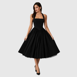 VERITY | VINTAGE-INSPIRED HALTER MIDI DRESS