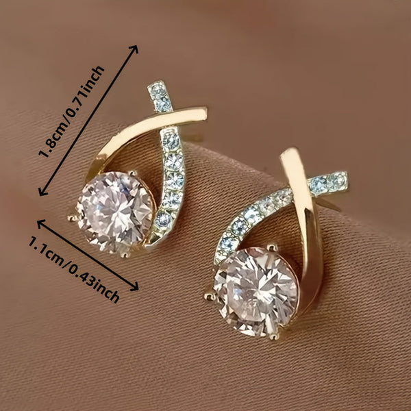 Leni - Gold earrings with cross and zirconia