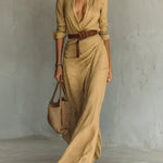 UNA | LAPEL-WRAP MAXI DRESS