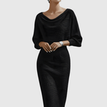 ISMÉRIA | WHITE DRAPED BATWING MIDI DRESS