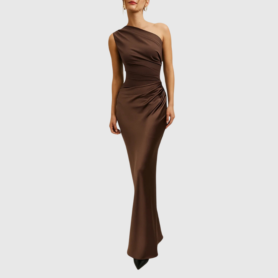ELARA | SATIN ASYMMETRIC EVENING GOWN