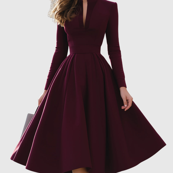 AVELINA | V-NECK MIDI DRESS
