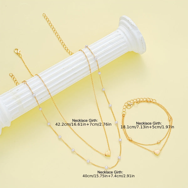 LAYERED HEART & PEARL JEWELRY SET