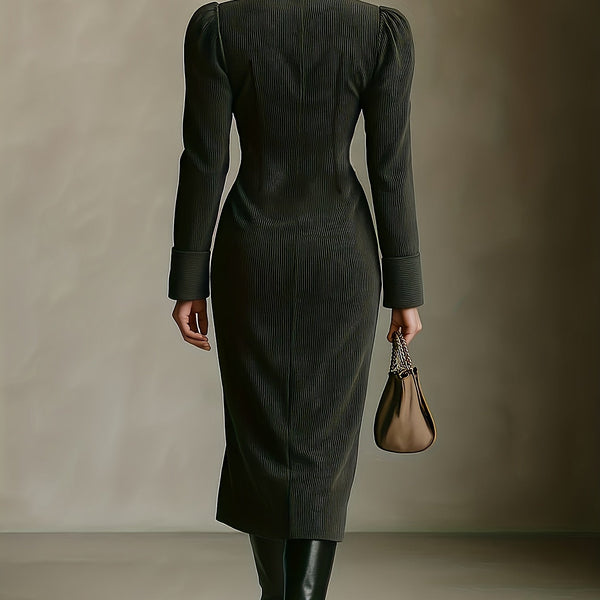 OFELIA | ELEGANT V-NECK LONG SLEEVE MAXI DRESS