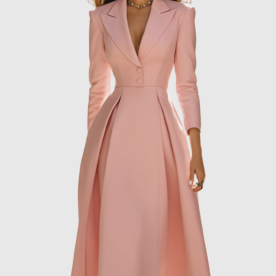 CERYTH | ELEGANT PLEATED BLAZER MIDI DRESS