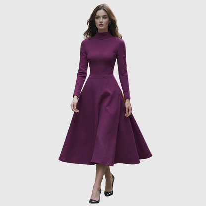 LILLIE | HIGH NECK LONG SLEEVE A-LINE DRESS