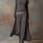 Adelaide | Retro Grey Ribbed Stretch Slim-Fit Set