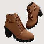 TESSA – LACE-UP MID-HEEL ANKLE BOOTS