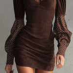 PAULLY | ARTIFICIAL SUEDE BODYCON DRESS