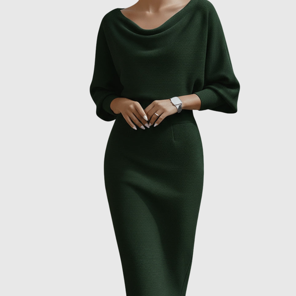 ISMÉRIA | WHITE DRAPED BATWING MIDI DRESS