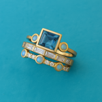 Herta – Set di anelli vintage con cristallo blu
