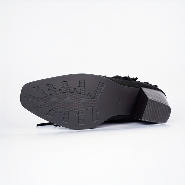 VESPA | BLACK FRINGE STUDDED WESTERN COWBOY BOOTS