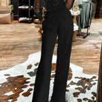 ISLIE | JUMPSUIT WITH SHEER SLEEVES AND WIDE LEGS