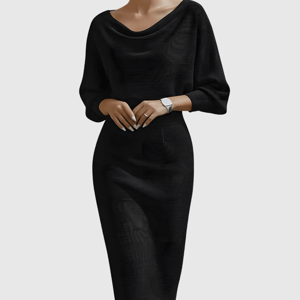 ISMÉRIA | WHITE DRAPED BATWING MIDI DRESS