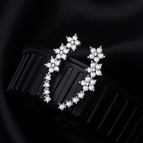FLORAL RHINESTONE GOLD EARRINGS