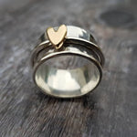Josephine - Vintage gold heart silver ring