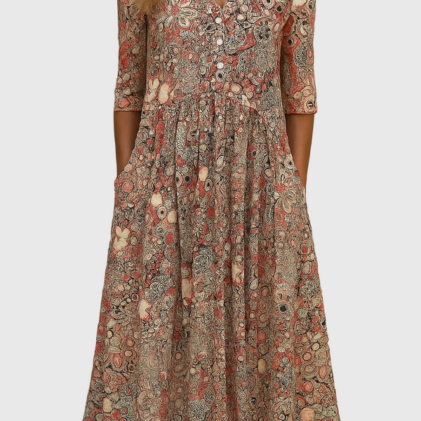 Harlow | Graceful V-Neck Elegance Midi Dress