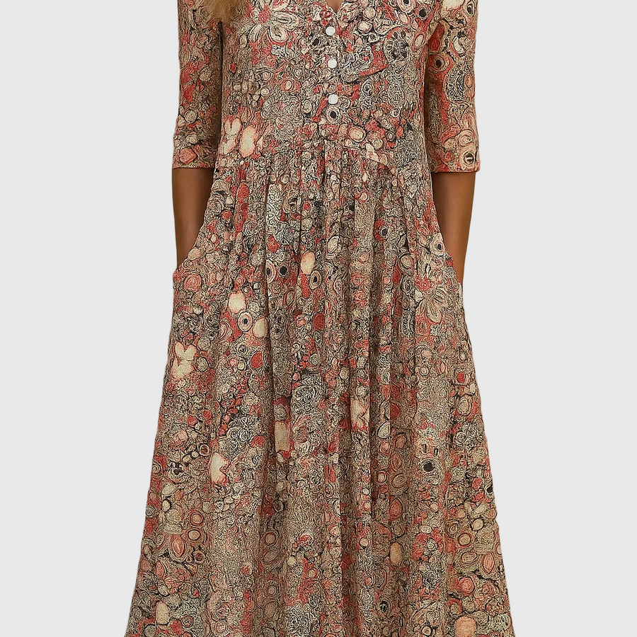Harlow | Graceful V-Neck Elegance Midi Dress