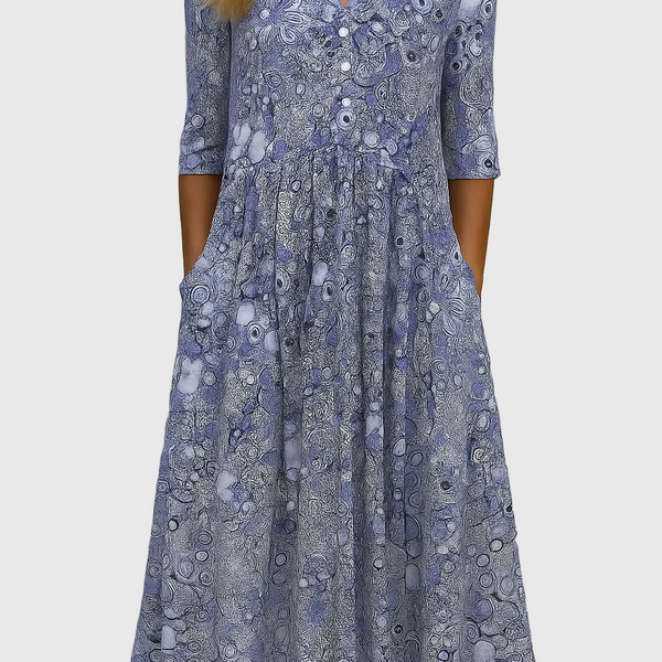 Harlow | Graceful V-Neck Elegance Midi Dress