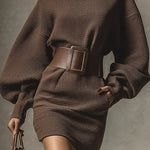 Clara | Short Knit Dress with Matching Belt