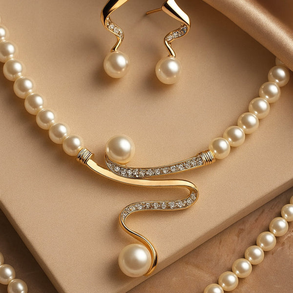 Susanne – Collana con perle naturali + set di orecchini